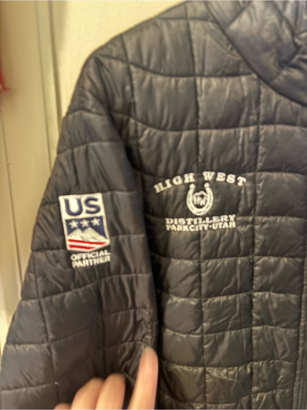 The North Face Black Quilted Jacket with Embroidered Patches-High West Distill - Picture 2 of 8